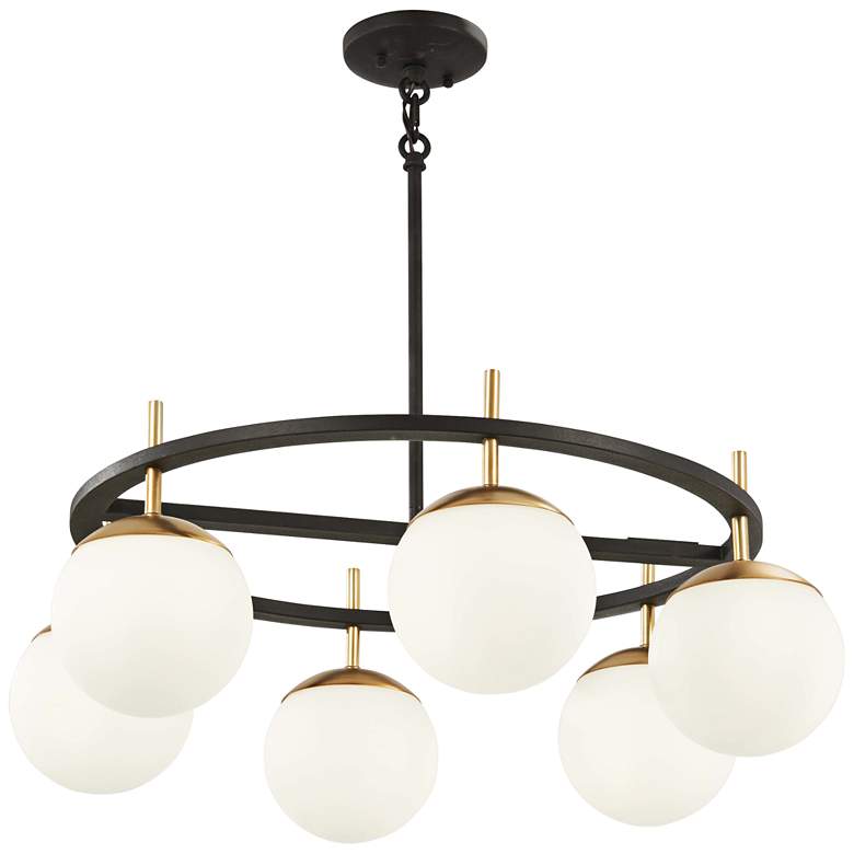 Image 2 George Kovacs Alluria 27" Black and Gold 6-Light Globe Ring Pendant