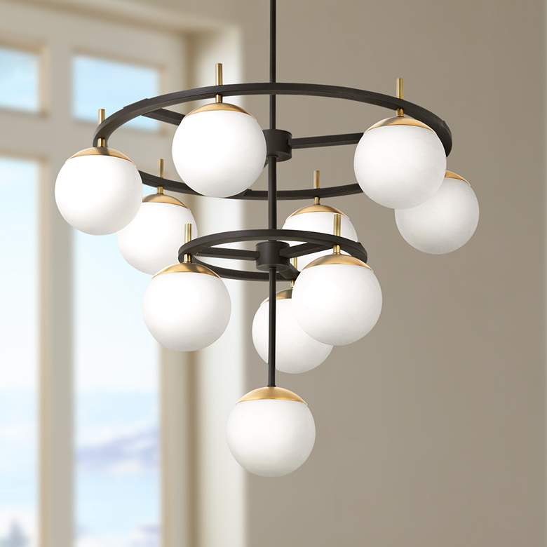 Image 1 George Kovacs Alluria 30" Black and Gold 10-Light Modern Chandelier