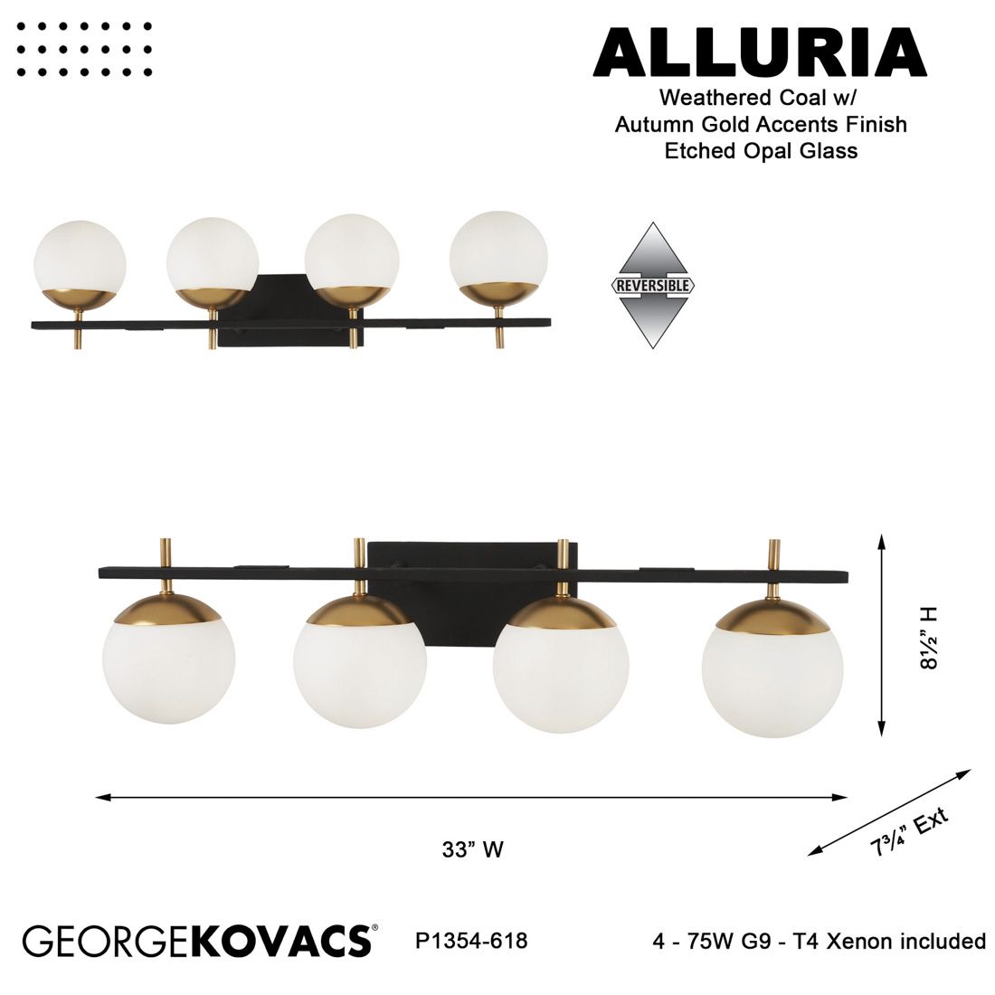 George Kovacs Alluria 4-Light Weathered Black and Autumn Gold Bath