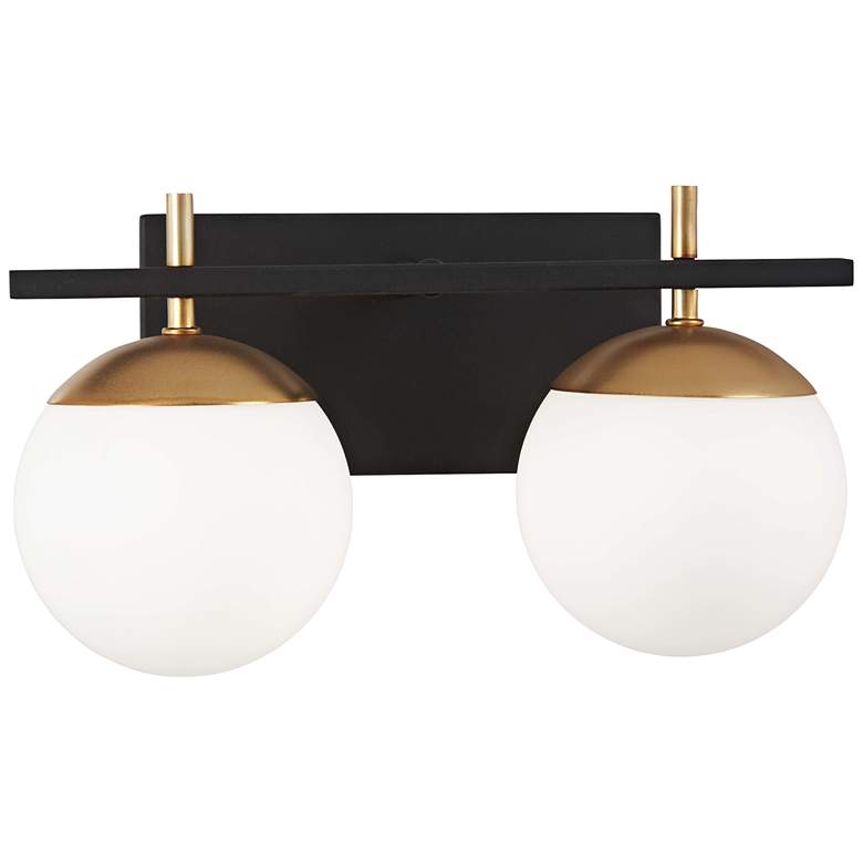 Image 2 George Kovacs Alluria 8 1/2" High Black and Gold 2-Light Wall Sconce