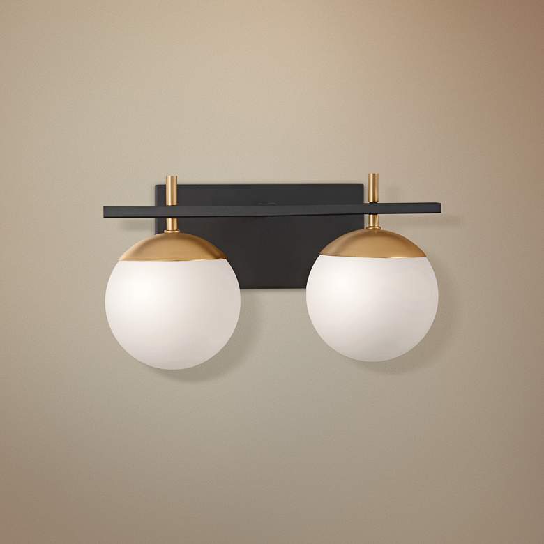 Image 1 George Kovacs Alluria 8 1/2" High Black and Gold 2-Light Wall Sconce