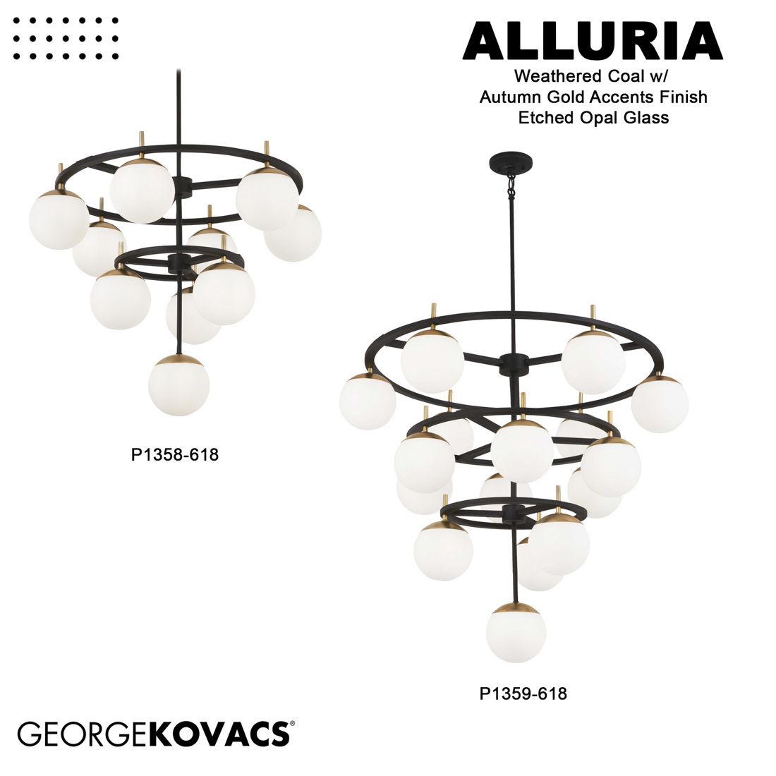 Image 7 George Kovacs Alluria 9 3/4" High Black and Gold Wall Sconce more views