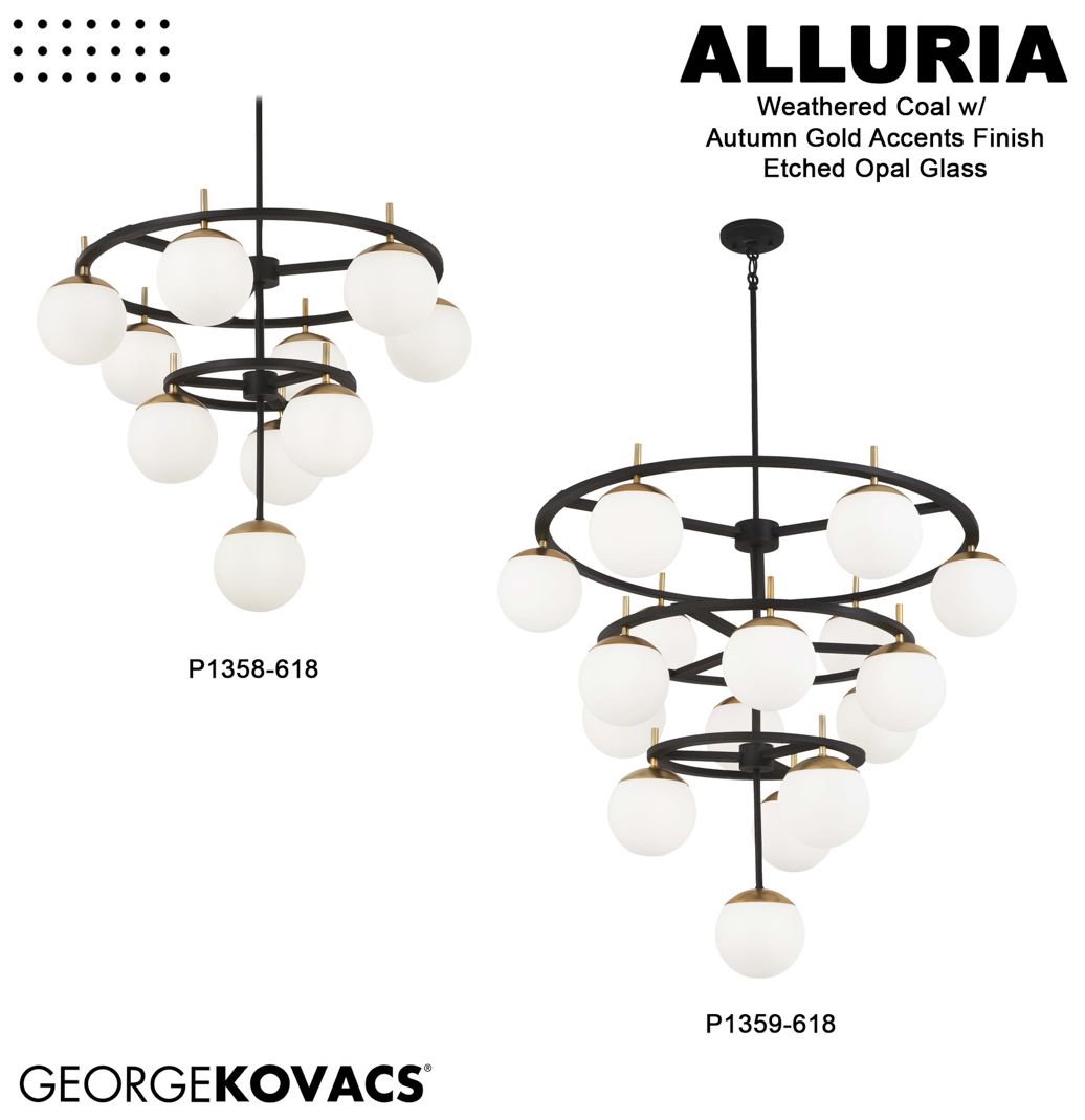 George Kovacs Alluria LED 8-Light Weathered Coal and Autumn Gold Pendant
