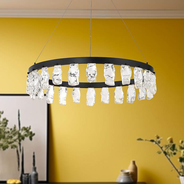 Image 1 George Kovacs Artic Glacier LED Black Pendant with Clear Crystal Accents