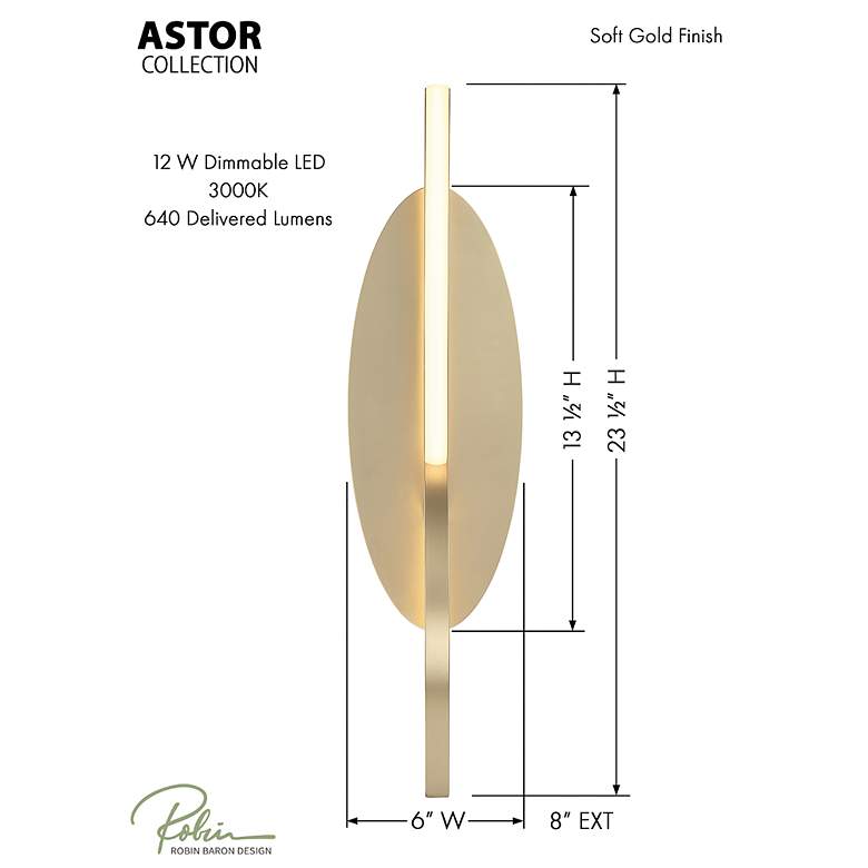 Image 7 George Kovacs Astor 23 1/2" High Soft Gold LED Wall Sconce more views