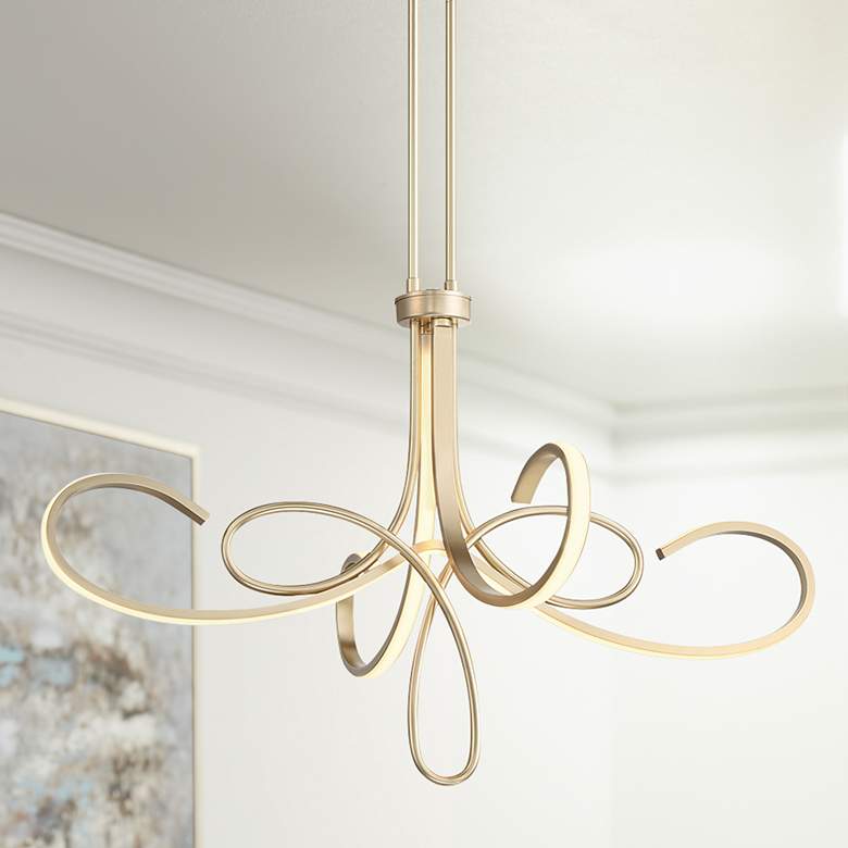Image 1 George Kovacs Astor 32" Gold Modern LED Abstract Ribbon Chandelier