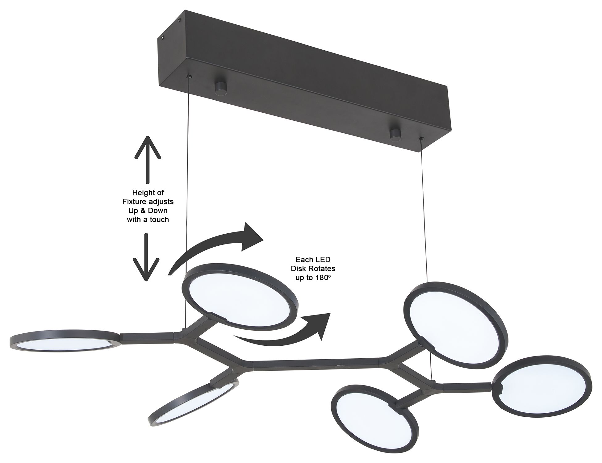 Thumbnail2 of George Kovacs Bandalore LED 37.75-in Black Linear Chandelier with Shade more views