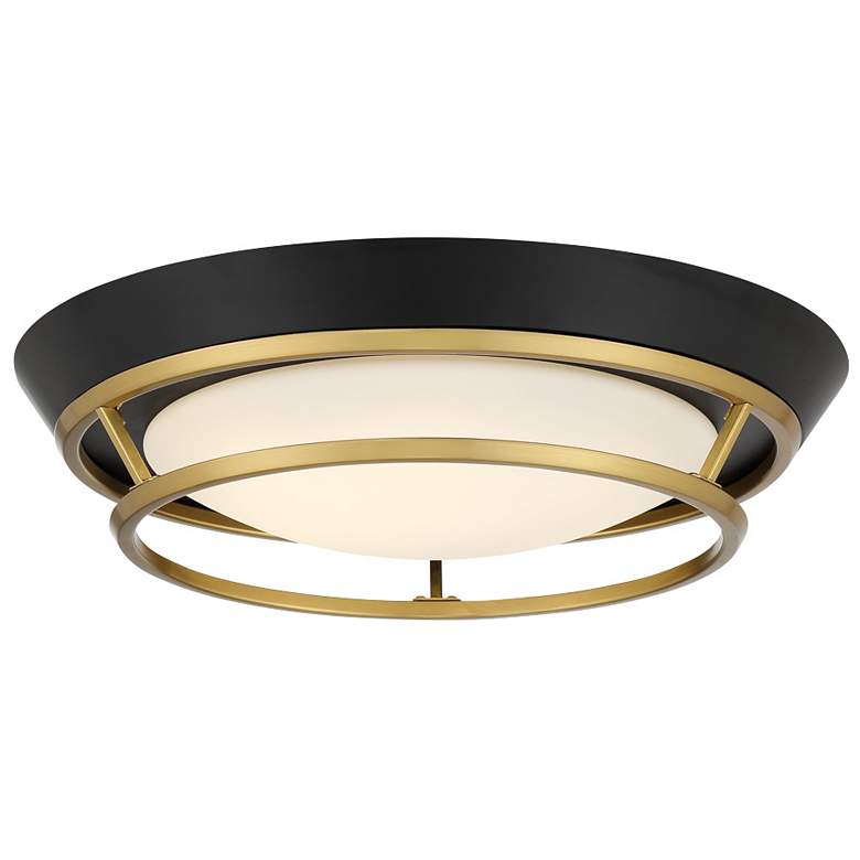 Image 1 George Kovacs Beam me up! 11-inch LED Coal and Satin Brass Flush Mount