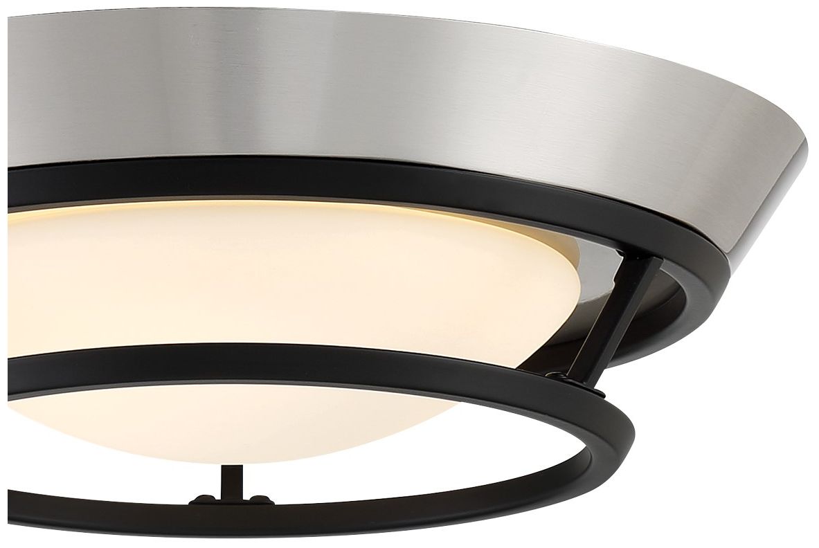 Image 2 George Kovacs Beam Me Up LED 11-in Coal Black and Brush Nickel Flush Mount more views