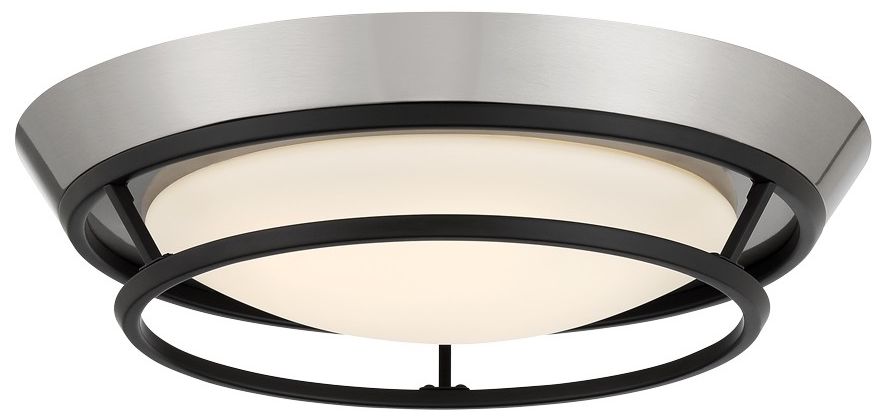 Image 4 George Kovacs Beam Me Up LED 14-in Coal Black and Brush Nickel Flush Mount more views
