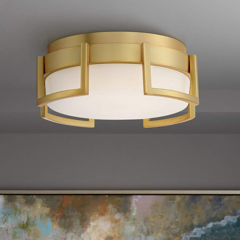 Image 1 George Kovacs Bezel Set 10" Wide Honey Gold LED Ceiling Light