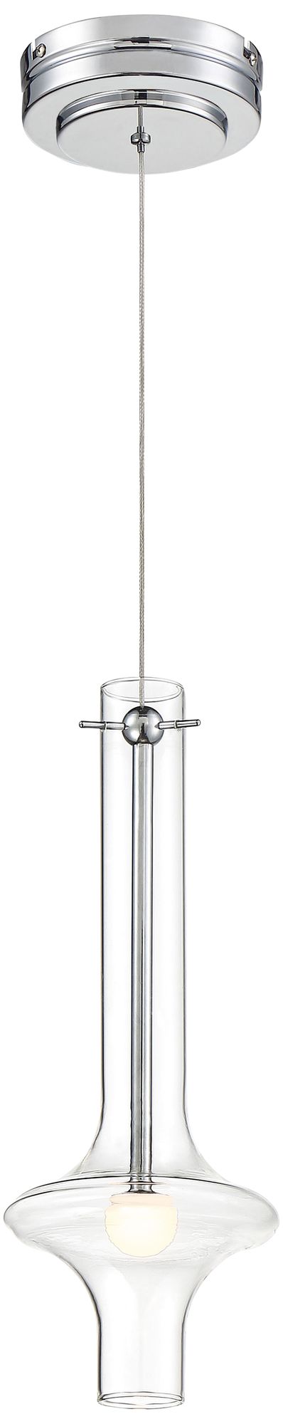 Image 2 George Kovacs Bottleneck LED Chrome Pendant with Clear Glass Shade