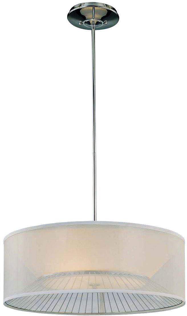 Image 2 George Kovacs Bridge 3-Light 25.25-in Chrome Pendant with Silk Shade