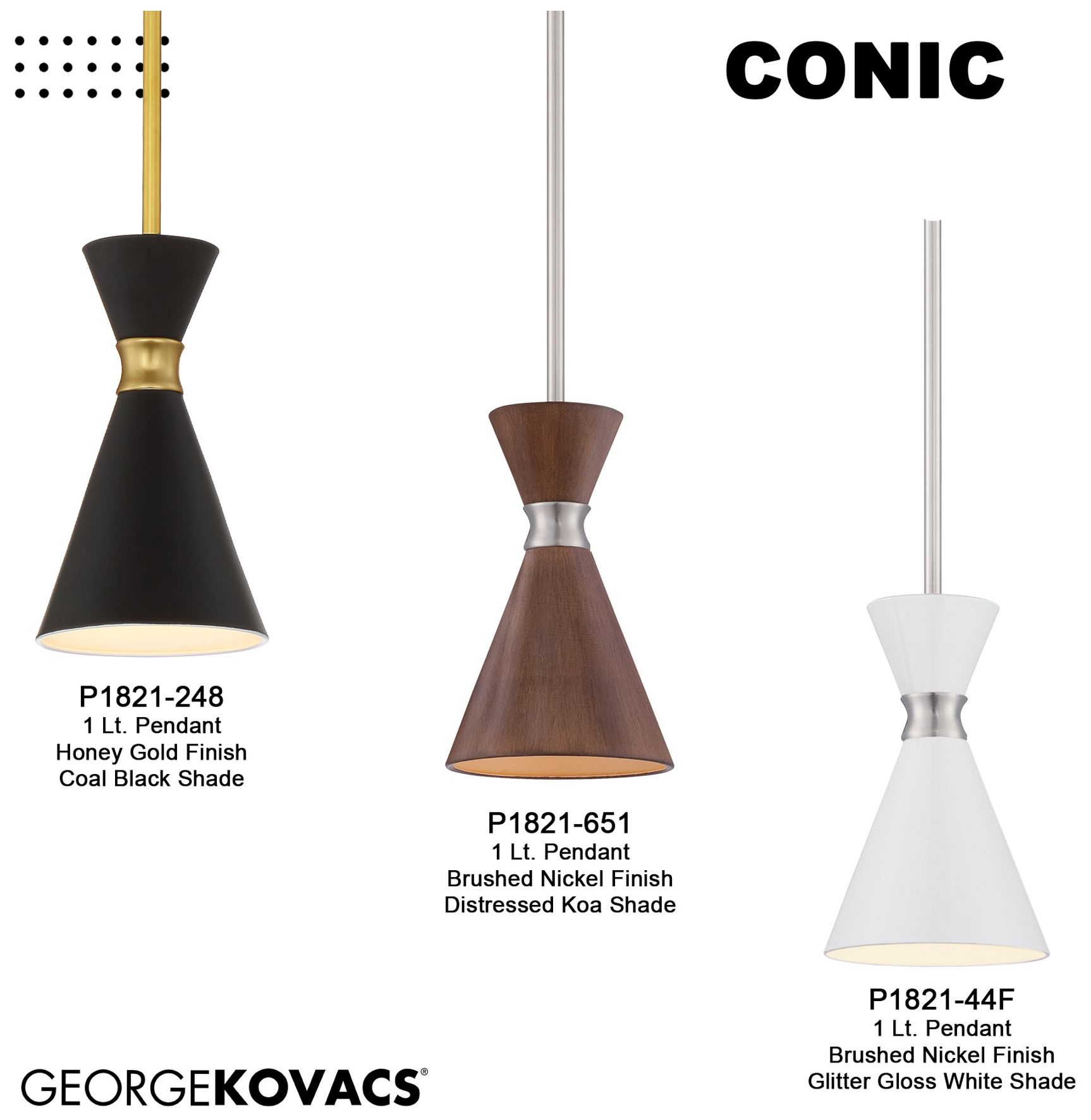 George Kovacs Conic 1-Light Brushed Nickel Mini Pendant