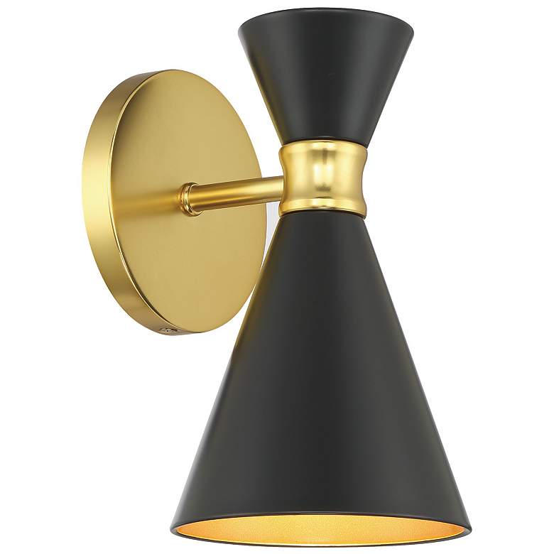 Image 2 George Kovacs Conic 1-Light Honey Gold and Black Wall Sconce