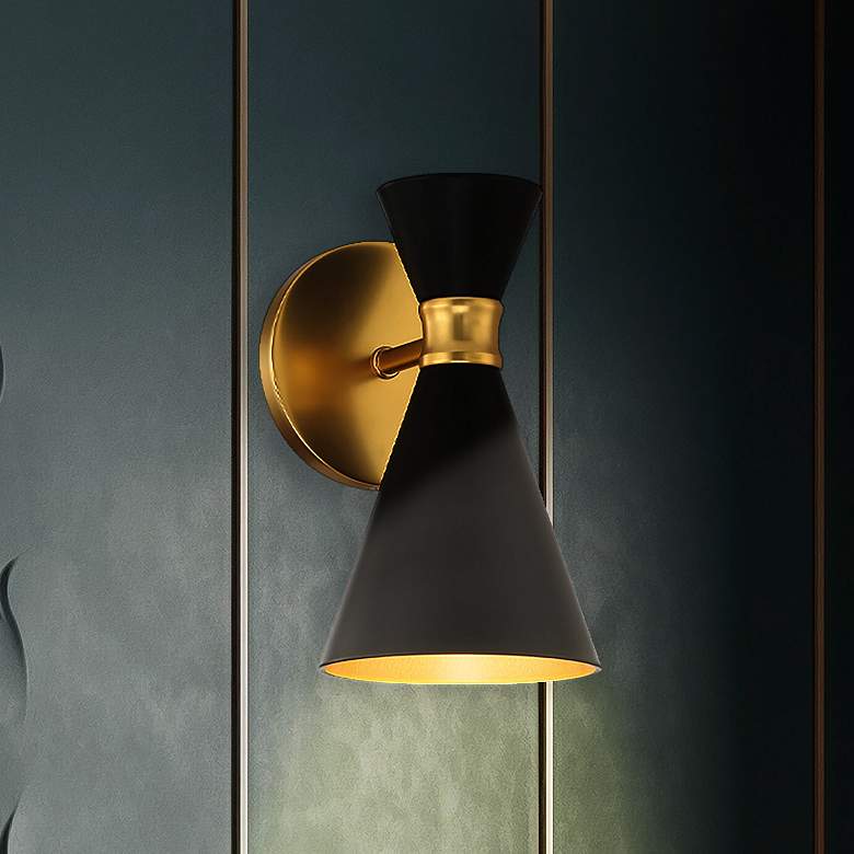 Image 1 George Kovacs Conic 1-Light Honey Gold and Black Wall Sconce