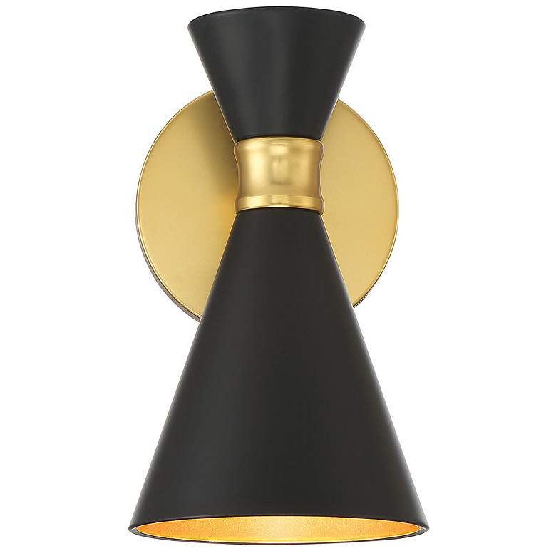 Image 3 George Kovacs Conic 1-Light Honey Gold and Black Wall Sconce more views