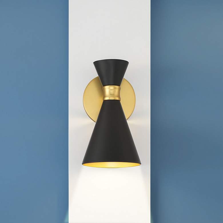 Image 4 George Kovacs Conic 1-Light Honey Gold and Black Wall Sconce more views