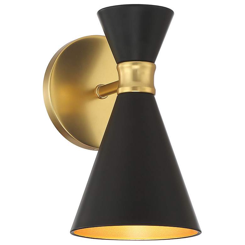 Image 5 George Kovacs Conic 1-Light Honey Gold and Black Wall Sconce more views
