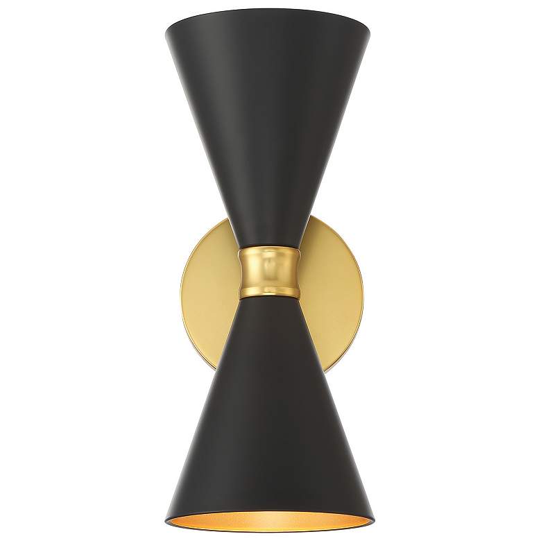 Image 3 George Kovacs Conic 2-Light Honey Gold and Black Wall Sconce more views