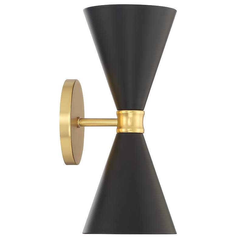Image 4 George Kovacs Conic 2-Light Honey Gold and Black Wall Sconce more views