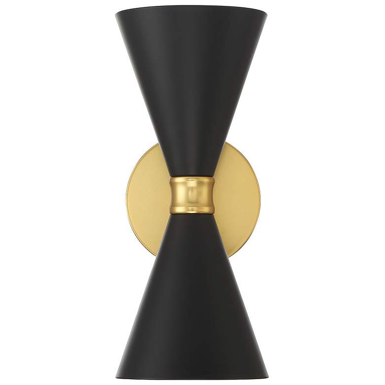 Image 5 George Kovacs Conic 2-Light Honey Gold and Black Wall Sconce more views
