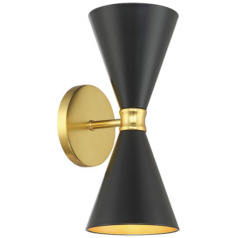 Image 6 George Kovacs Conic 2-Light Honey Gold and Black Wall Sconce more views