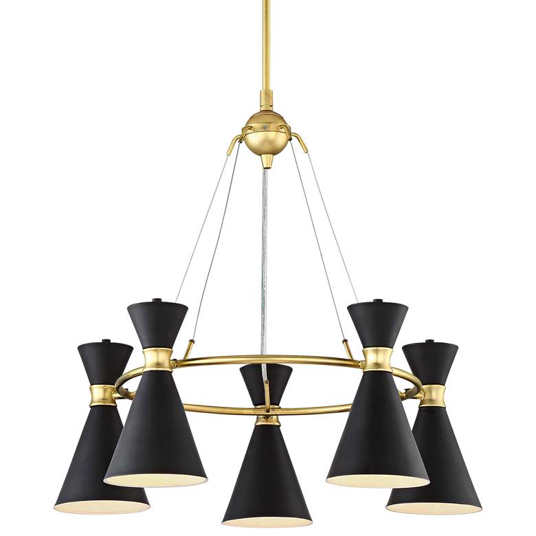 Image 2 George Kovacs Conic 26 inch Wide Honey Gold and Black Modern Chandelier