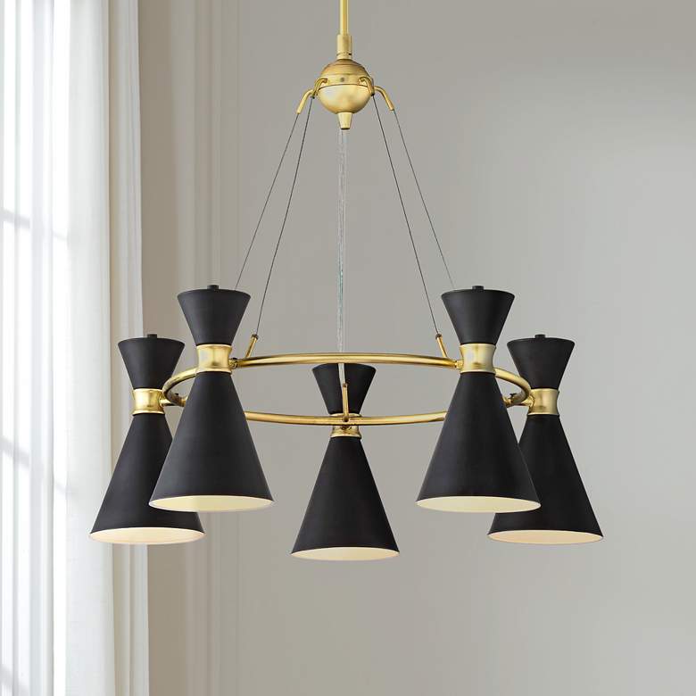 Image 1 George Kovacs Conic 26" Wide Honey Gold and Black Modern Chandelier