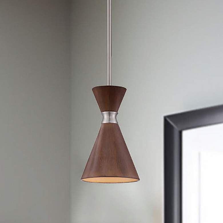 Image 1 George Kovacs Conic 5 1/2" Wide 1-Light Koa Wood Mini Pendant
