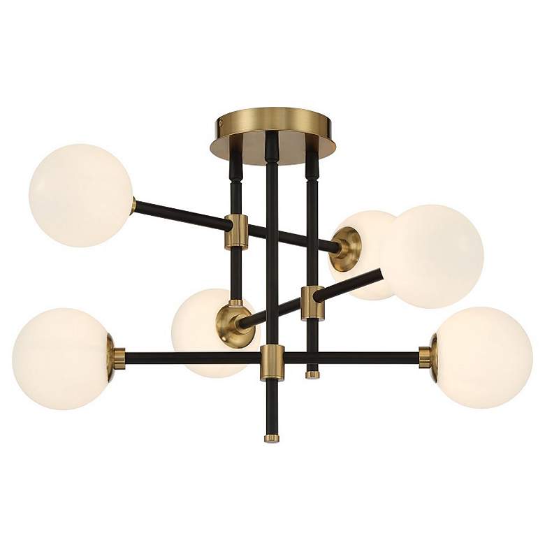 Image 1 George Kovacs Cosmet 6-Light Black and Aged Brass Flush Mount