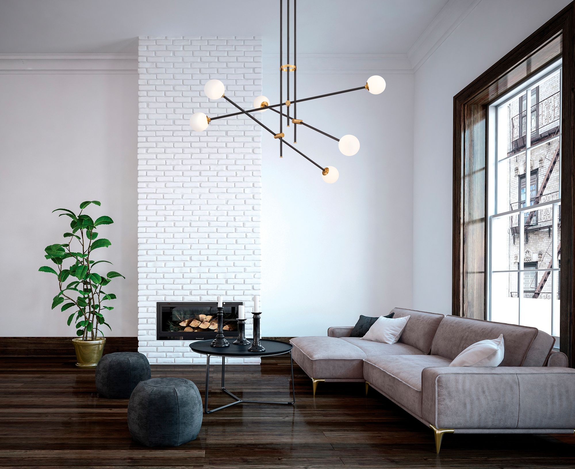 Image 6 George Kovacs Cosmet 6-Light Coal and Aged Brass Chandelier more views