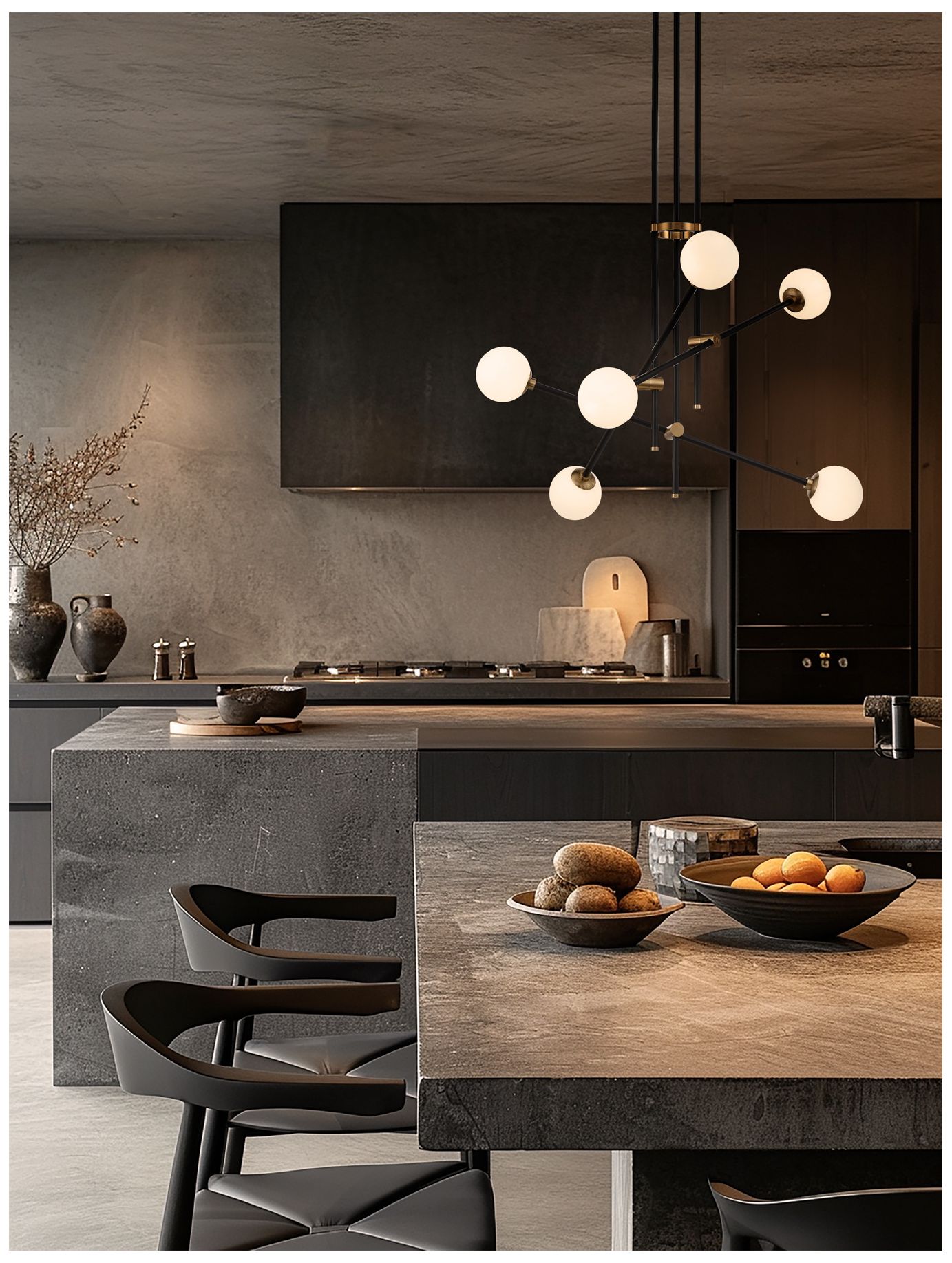 Image 2 George Kovacs Cosmet 6-Light Coal and Aged Brass Pendant more views