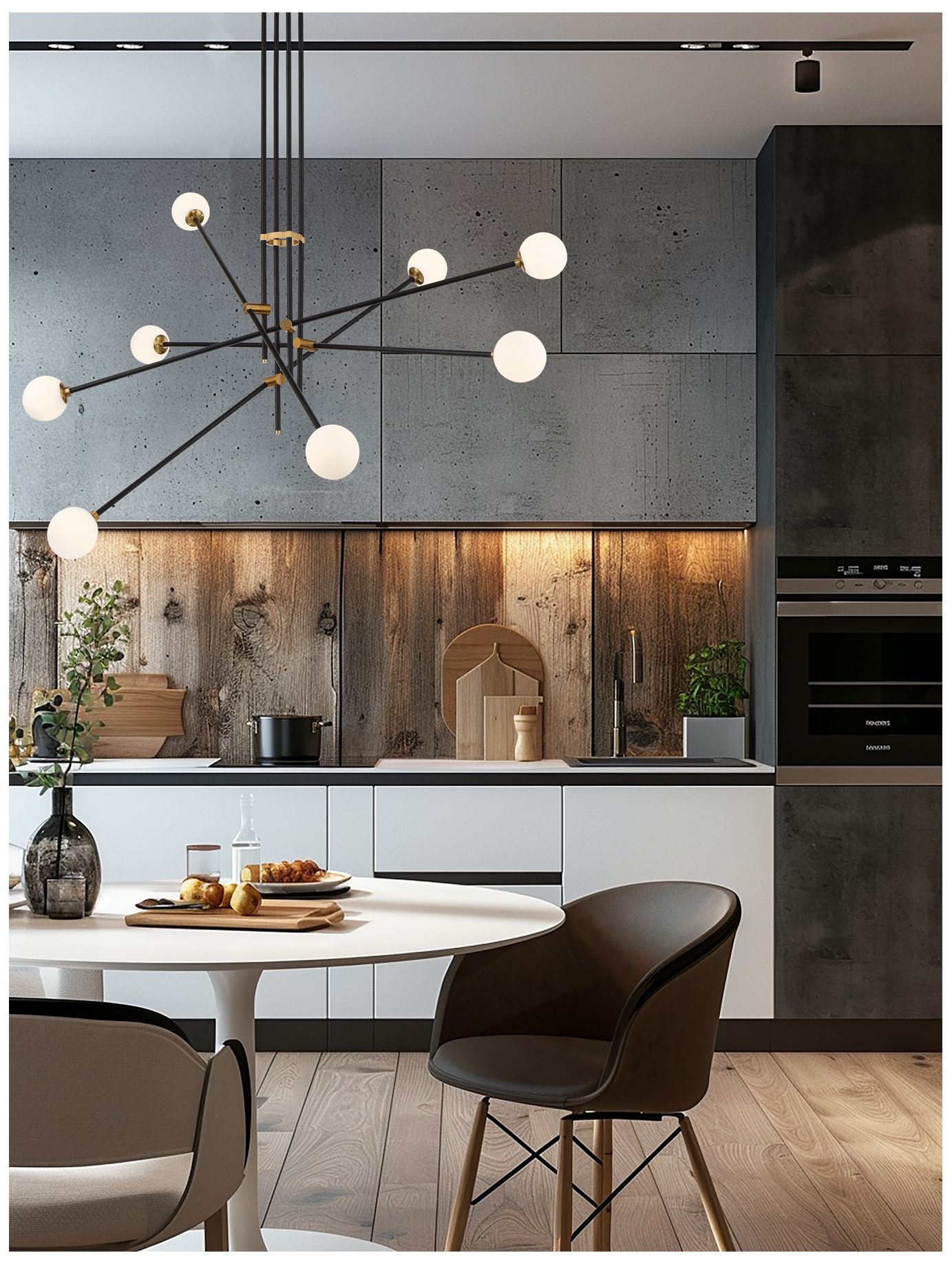 Image 2 George Kovacs Cosmet 8-Light Coal and Aged Brass Pendant more views