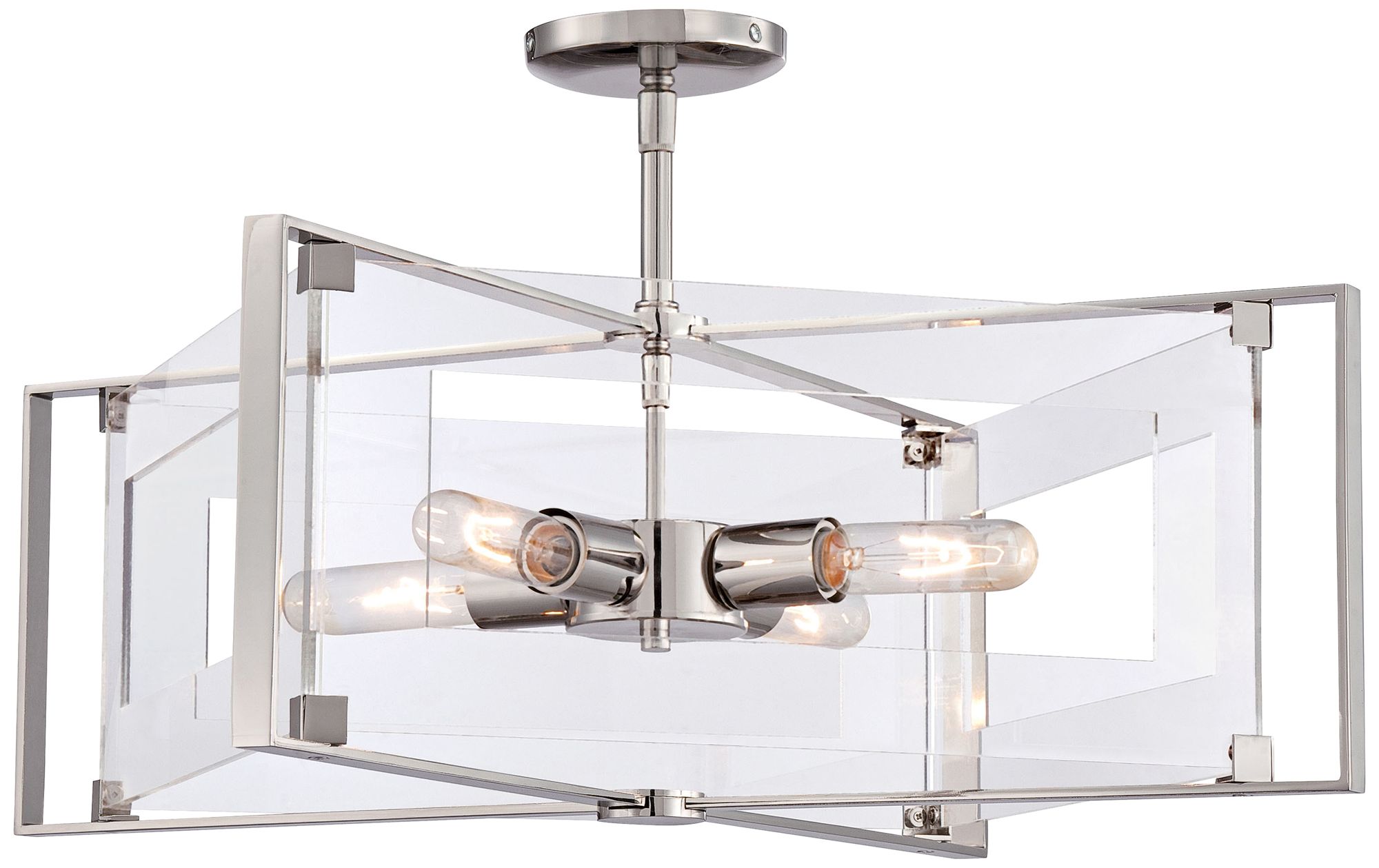 Image 3 George Kovacs Crystal Clear 4-light Polished Nickel Semi Flush more views