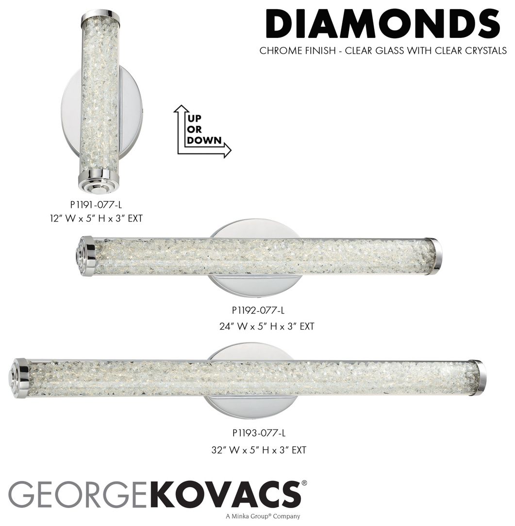Image 7 George Kovacs Diamonds 12" Wide LED Chrome Bath Light more views
