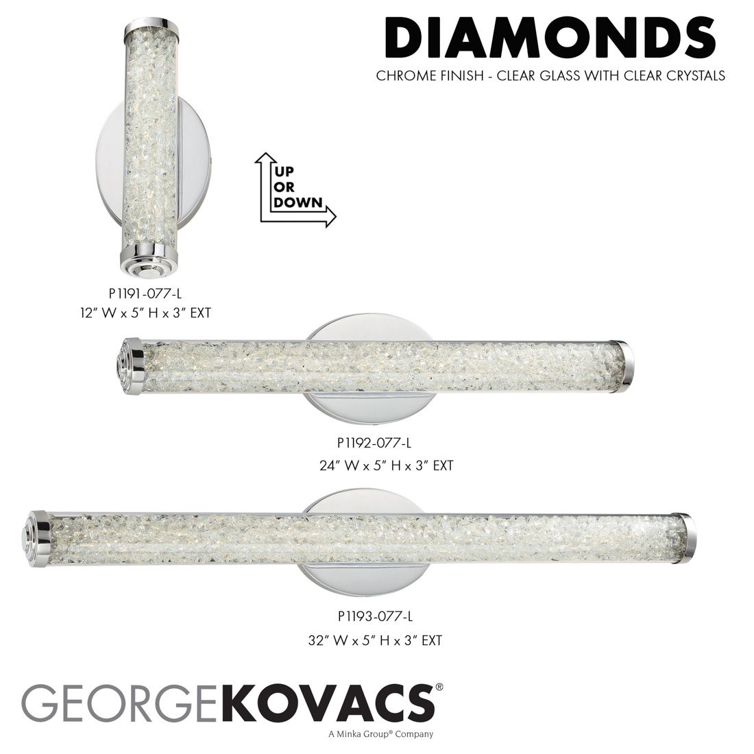 George Kovacs Diamonds LED Chrome Vanity Light