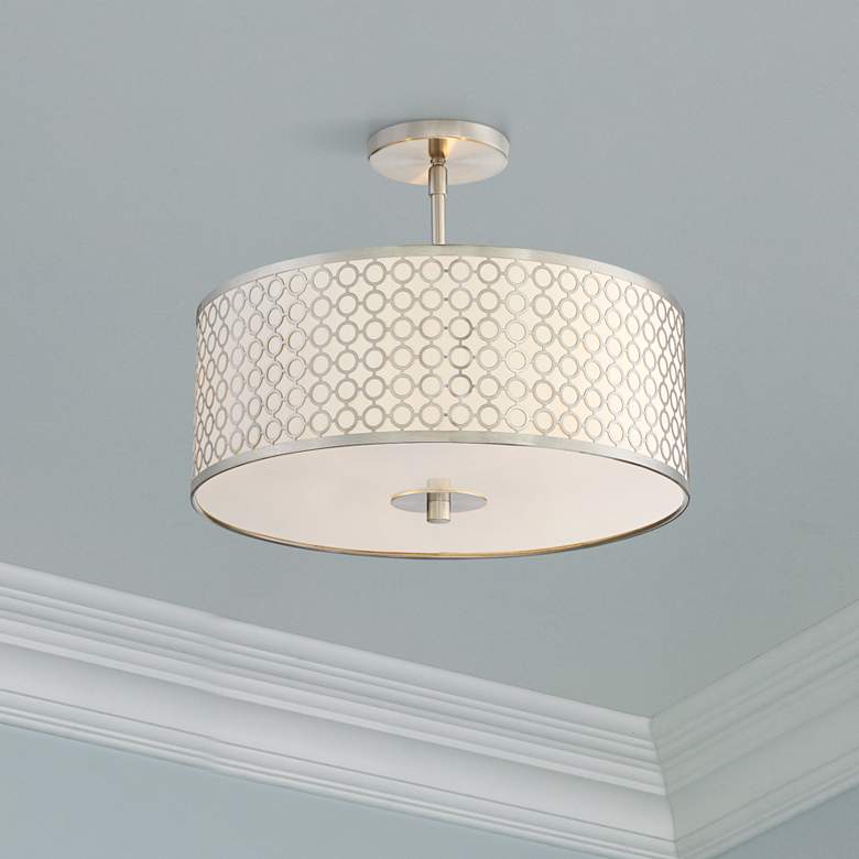 Image 1 George Kovacs Dots 3-Light 16 inch Wide Nickel Ceiling Light