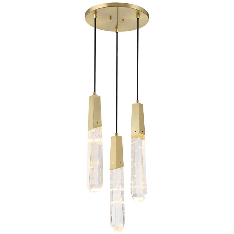 Image 2 George Kovacs Drifting Droplets 3-Light 11.63-in Brushed Brass Pan Pendant