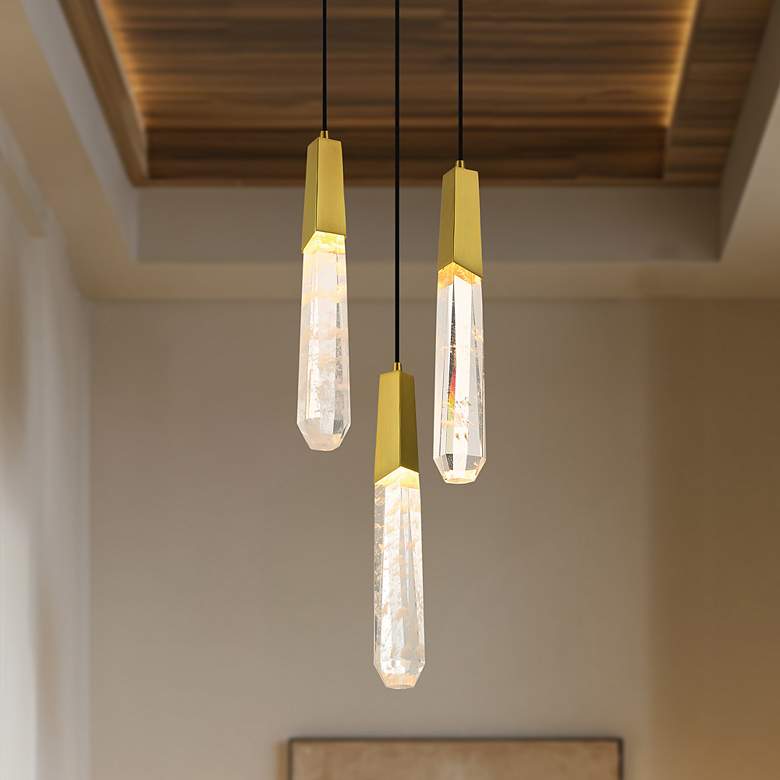 Image 1 George Kovacs Drifting Droplets 3-Light 11.63-in Brushed Brass Pan Pendant