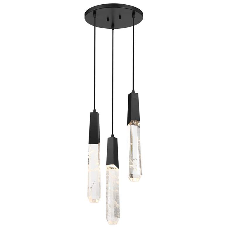 Image 1 George Kovacs Drifting Droplets 3-Light LED Black Pan Pendant with Faux