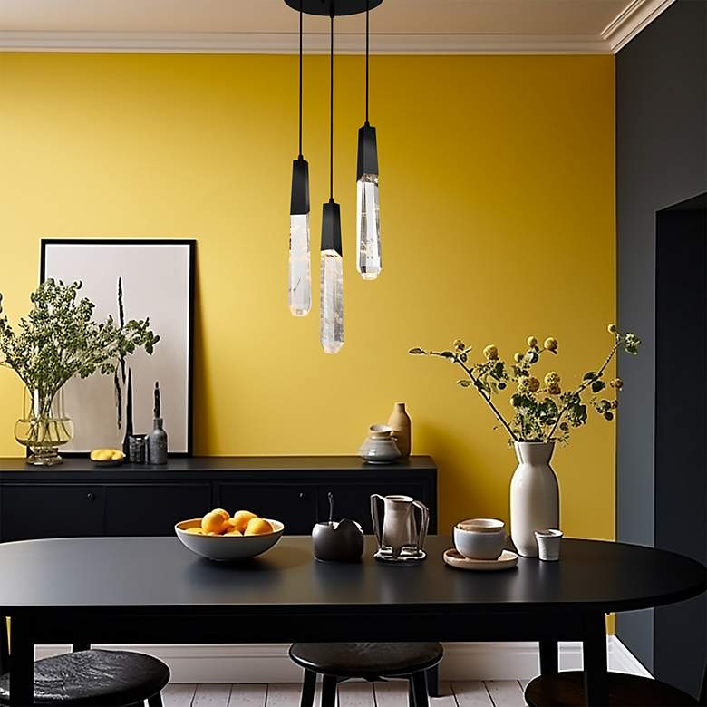 Image 4 George Kovacs Drifting Droplets 3-Light LED Black Pan Pendant with Faux more views