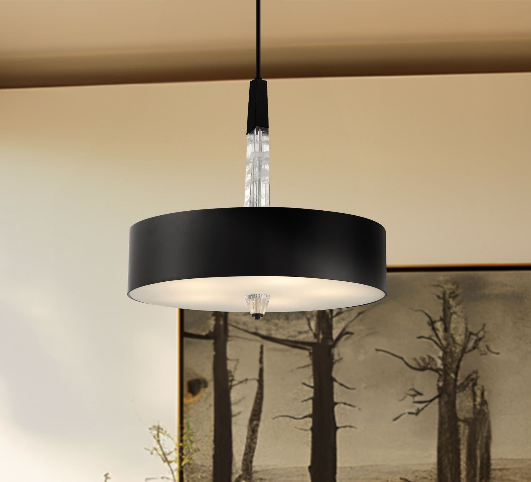 George Kovacs Drifting Droplets 5-Light LED Black Pendant with Faux Rock