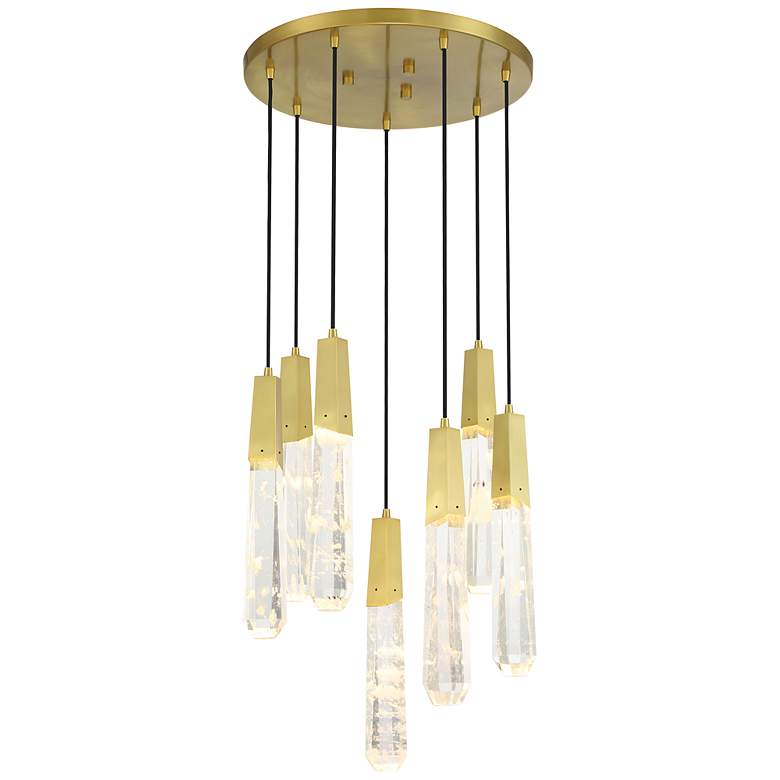 Image 2 George Kovacs Drifting Droplets 7-Light 20-in Brushed Brass Pan Pendant