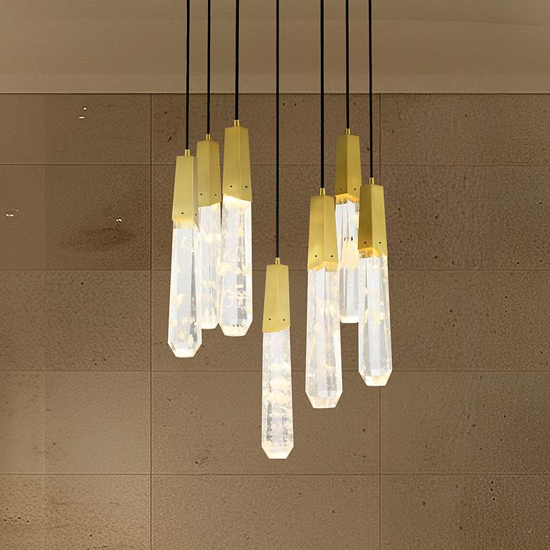 Image 1 George Kovacs Drifting Droplets 7-Light 20-in Brushed Brass Pan Pendant