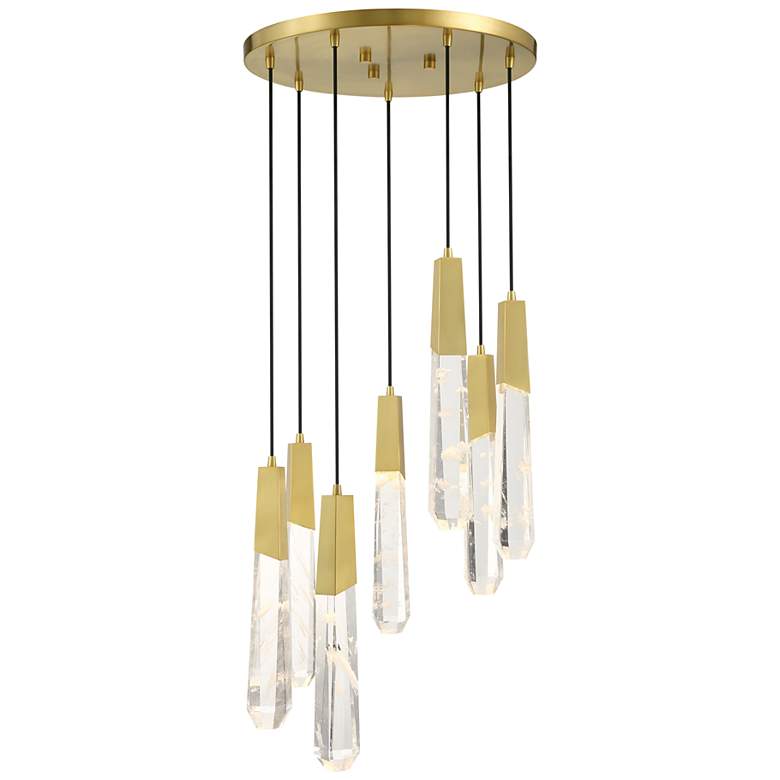 Image 3 George Kovacs Drifting Droplets 7-Light 20-in Brushed Brass Pan Pendant more views