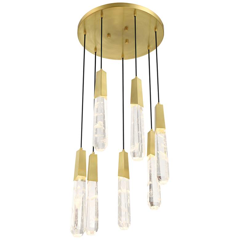 Image 4 George Kovacs Drifting Droplets 7-Light 20-in Brushed Brass Pan Pendant more views