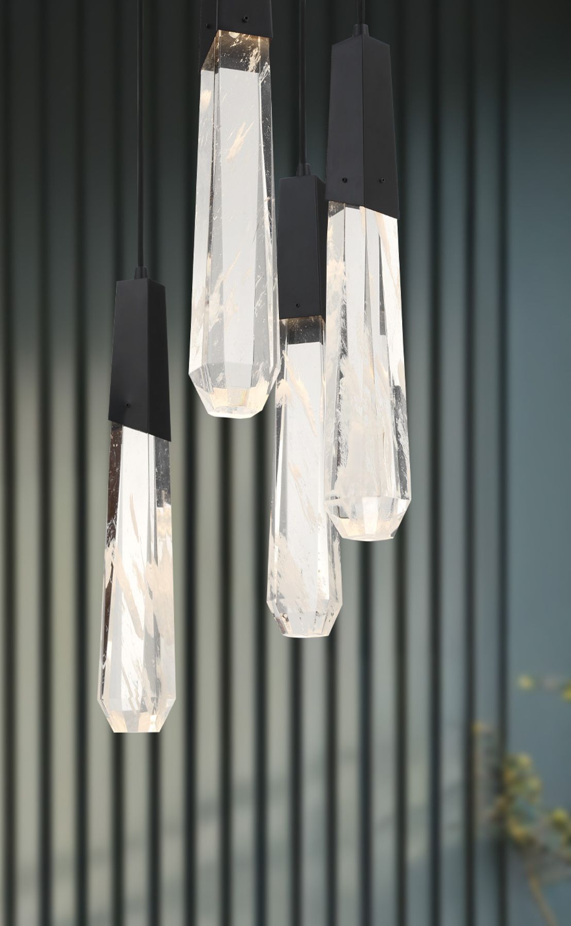 Image 5 George Kovacs Drifting Droplets LED Black Pan Pendant with Faux Rock Accent more views