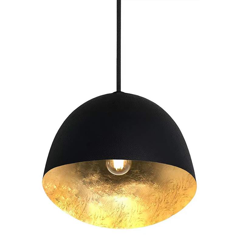 Image 7 George Kovacs Eclos 1-Light 15.75-inch Sand Black with Gold Leaf Pendant more views