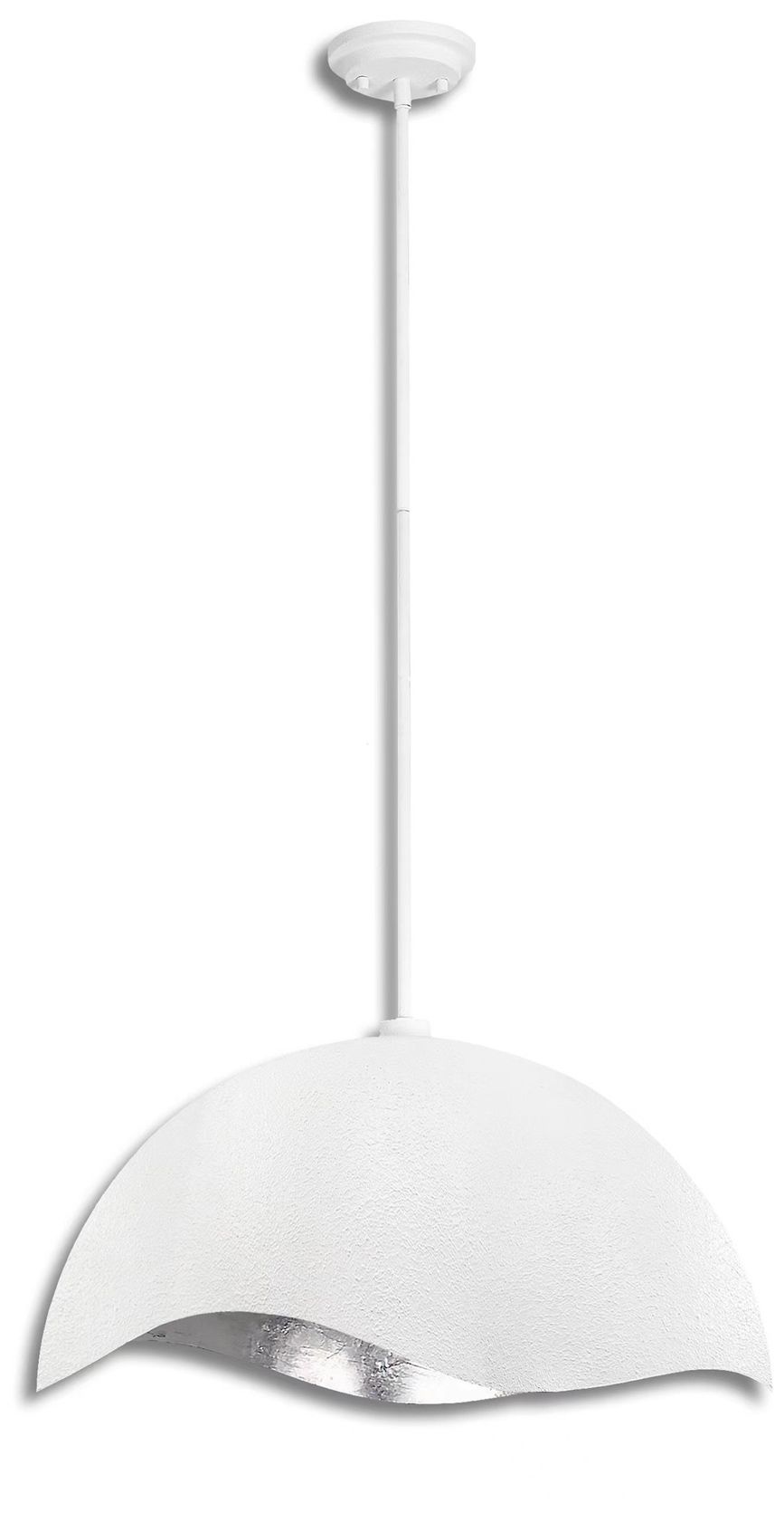 Image 2 George Kovacs Eclos 1-Light 23.88-in Texture White with Silver Leaf Pendant